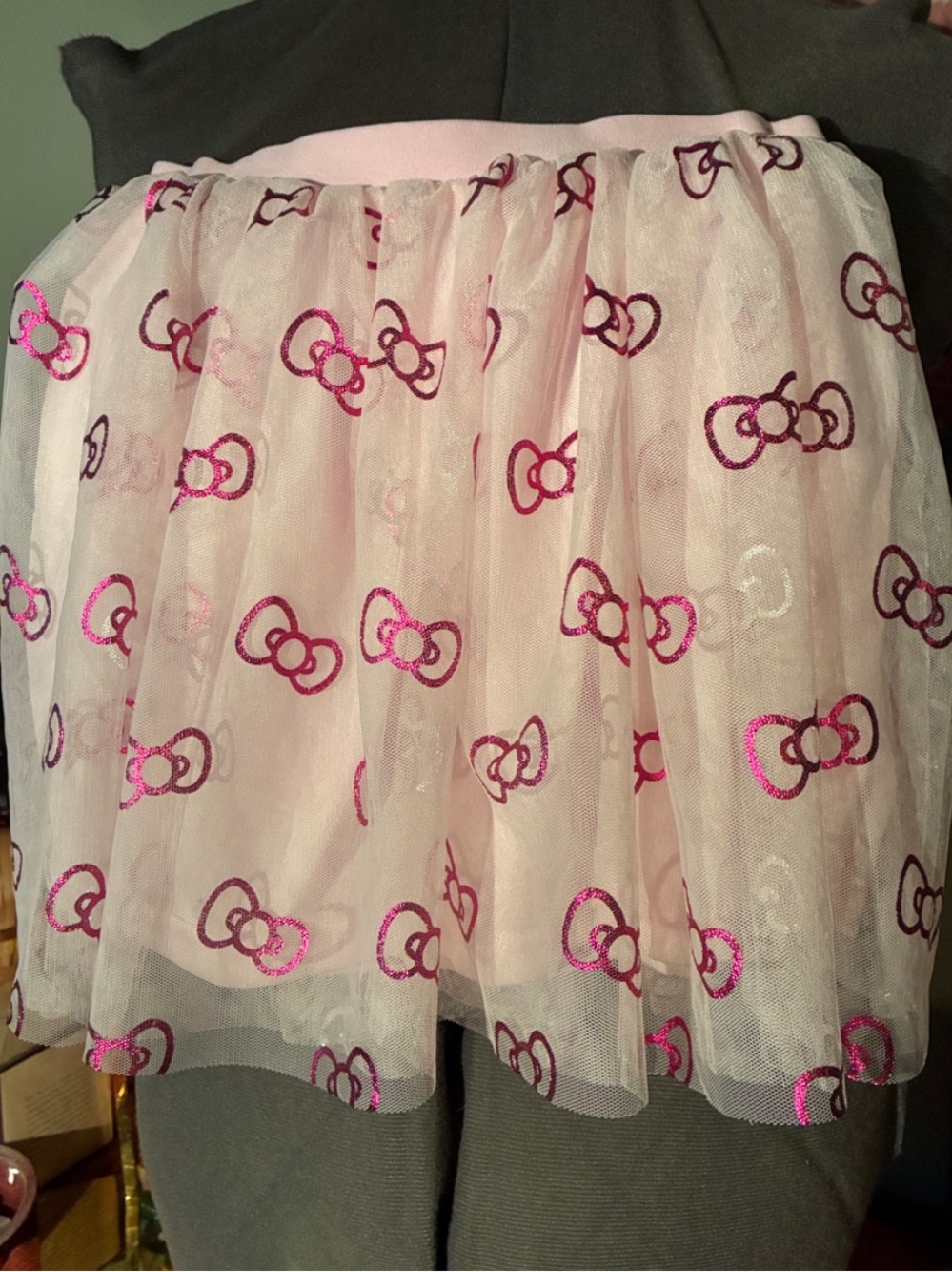 Hello Kitty tulle Pink Sanrio tutu skirt all-over metallic bows - Kids size 12